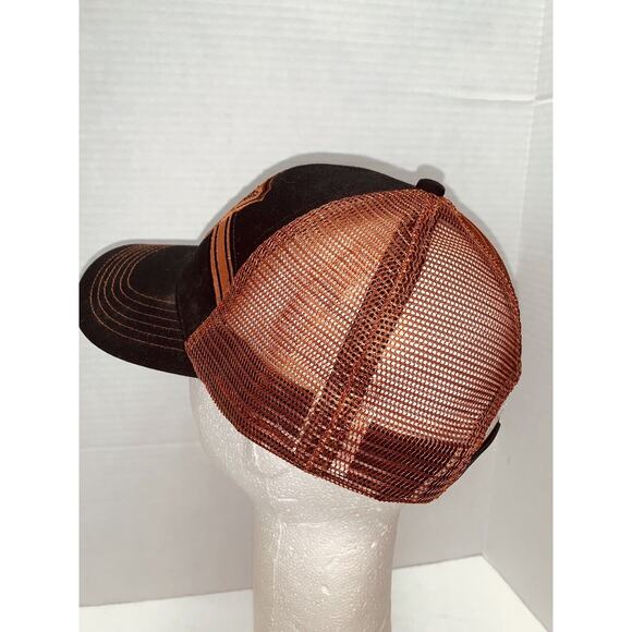 Lakeside Bait & Tackle Trucker Hat Cap Mesh Snapback Sewn Burnt Sienna Black - Picture 6 of 10